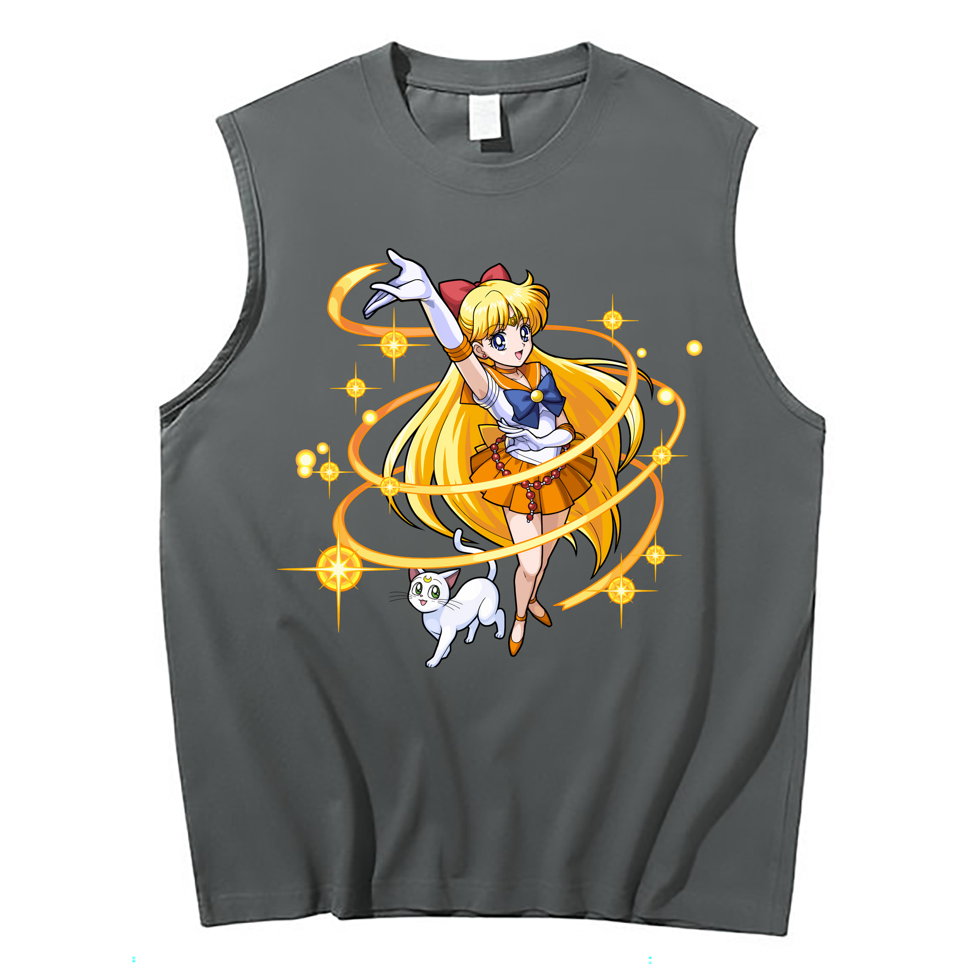 （画像用） 美少女戦士セーラームーン 愛野 美奈子 あいの みなこ Sailor Moon Aino Minako コットン100％タンクトップ（フロントプリント）